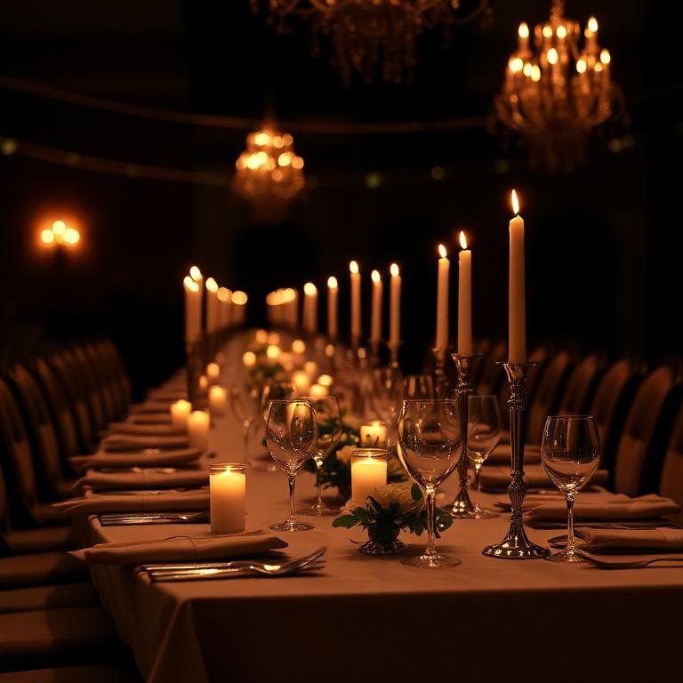 Candlelit private gala table setting